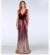 Deep V-Neck Sleeveless Sequin Ombre Prom Dress