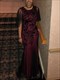 Langes Pailletten-Abschlussballkleid mit Flatterärmeln