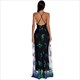 Sequin Deep V-Neck Spaghetti Strap Backless Maxi Dress With Split