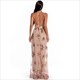 Sequin Deep V-Neck Spaghetti Strap Backless Maxi Dress With Split
