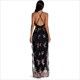 Sequin Deep V-Neck Spaghetti Strap Backless Maxi Dress With Split