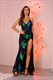Sequin V-Neck Backless Maxi Dress With Criss-Cross Straps