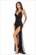 Sequin V-Neck Backless Spaghetti Strap Party Dress With Split