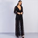 Sequin V-Neck Split Front Long Sleeve Prom Dress With Tassels
