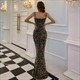 Sequin Spaghetti Strap Long Prom Dress