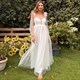 Polka-Dot Long Sleeves Tulle Prom Dress With Illusion Neckline