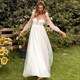 Polka-Dot Long Sleeves Tulle Prom Dress With Illusion Neckline