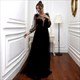 Polka-Dot Long Sleeves Tulle Prom Dress With Illusion Neckline