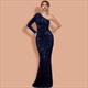 Sequin Mermaid Asymmetrical Prom Dress With One Long Sleeve