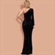 Sequin Mermaid Asymmetrical Prom Dress With One Long Sleeve