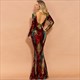 Mermaid Sequin Embellished Long Sleeves Open Back Prom Dress