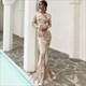Mermaid Sequin Embellished Long Sleeves Open Back Prom Dress