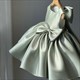 Sleeveless Satin Flower Girl Dress With Back Bow