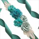 3D Flower Rosette Rhinestone Bridal Sash