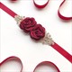 Rhinestone Satin Wedding Sash Belt With Flower