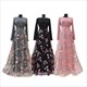 Floral Embroidered Muslin Long Maxi Dress