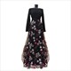 Floral Embroidered Muslin Long Maxi Dress