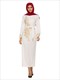 Lace Embroidered Beaded Trumpet Sleeve Muslin Dress