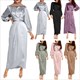 Long Sleeve Pleated Chiffon Arab Maxi Dress