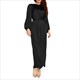 Long Sleeve Pleated Chiffon Arab Maxi Dress