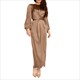 Long Sleeve Pleated Chiffon Arab Maxi Dress
