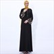 A-Line Embroidered Abaya Dress With Trumpet Sleeve