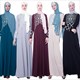 Leaf Embroidered Long Sleeve Abaya Dress