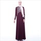 Leaf Embroidered Long Sleeve Abaya Dress