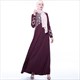 Leaf Embroidered Long Sleeve Abaya Dress