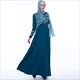 Leaf Embroidered Long Sleeve Abaya Dress