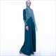 Leaf Embroidered Long Sleeve Abaya Dress