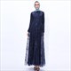Langärmeliges Tüll Maxi Kleid mit Paillettenverzierung