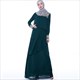 Elegant Lace Embellished Layered Chiffon Abaya Dress