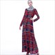 A-Line Long Sleeve Plaid Maxi Dress With Sash