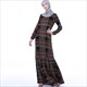 A-Line Long Sleeve Plaid Maxi Dress With Sash