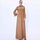 A-Line Suede Abaya Dress With Trumpet Sleeves