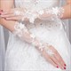 Lace Embellished Long Gloves With Beading