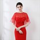 Tulle Lace Trim Cloak With Beading