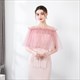 Off-Shoulder Wrap Cloak With Pearls