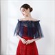 Off-Shoulder Wrap Cloak With Pearls