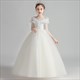 Blumenmädchen-Kleid aus Tüll mit Spitzenapplikation und Ärmeln