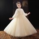 Blumenmädchen-Kleid mit Perlen, Spitzenapplikation und Falten sowie Ärmeln