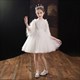 Blumenmädchen-Kleid mit Perlen, Spitzenapplikation und Falten sowie Ärmeln
