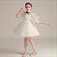 Lace Applique Pleated Flower Girl Dress With Sheer Sleeves