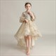 Champagne High Low Sequin Lace Flower Girl Dress With Beading