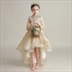 Champagne High Low Sequin Lace Flower Girl Dress With Beading