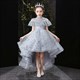 Champagne High Low Sequin Lace Flower Girl Dress With Beading