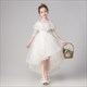 High Low Lace Ruffled Flower Girl Dress With Half Sleeves