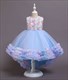 Girls 3D Flower Embellished Puffy Princess Dress With Bowknot