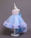 Girls 3D Flower Embellished Puffy Princess Dress With Bowknot